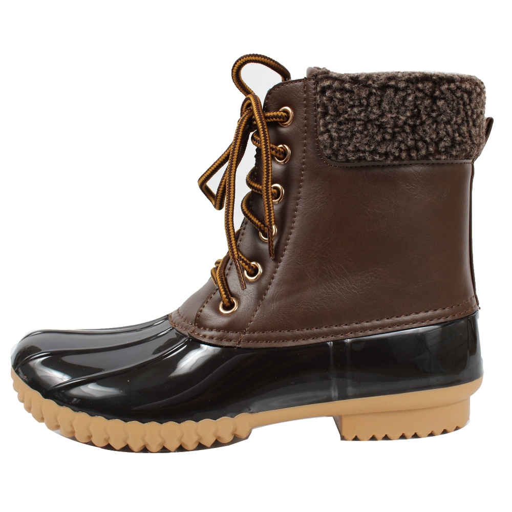 Size 6 Brown Faux Leather Faux Fur Cuff Duck - Picture 2 of 8